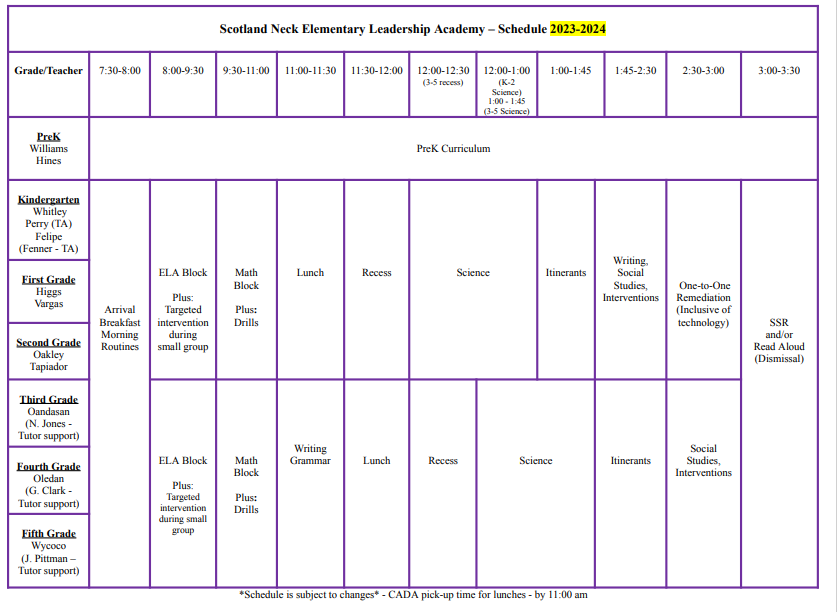 Daily Schedule